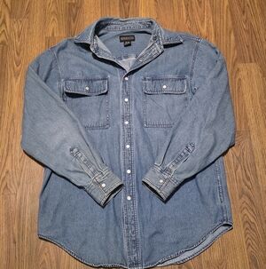 Dakota WorkPro Men’s Denim-Style Pearl Snap Shirt Medium Blue Long Sleeve E57